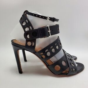 Alaia Black Azzedine Leather Cut Out Ankle Strappy Pumps Heels Sandals Size 38